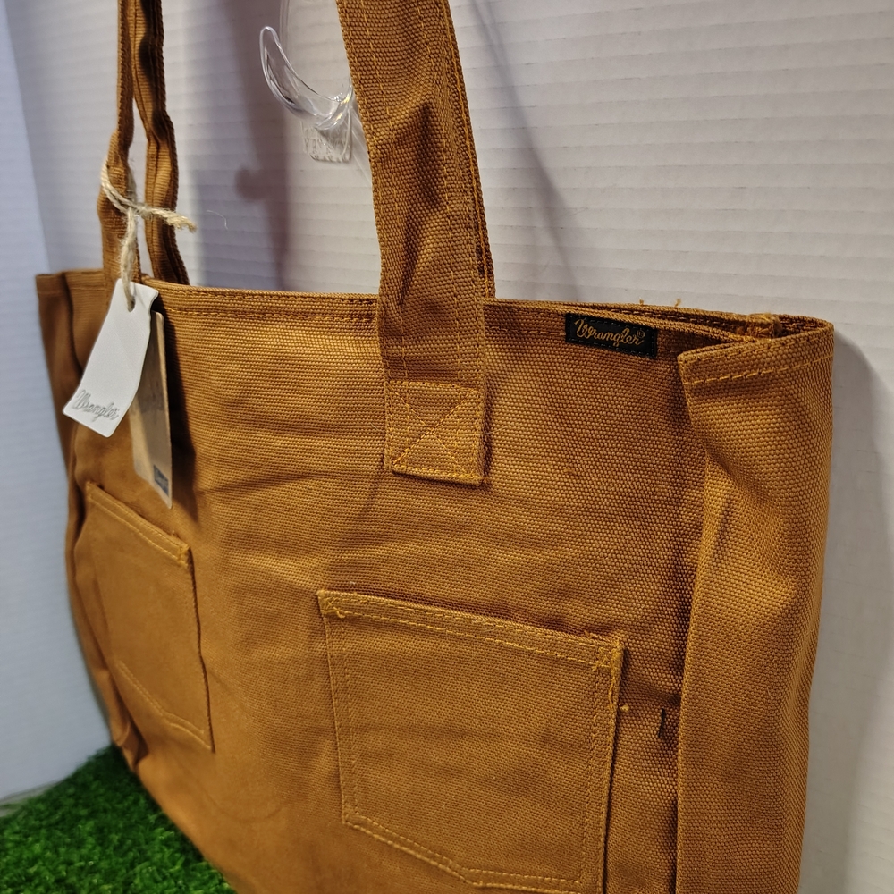 Stylish Wrangler Tan Canvas Tote Bag - Picture 3 of 9